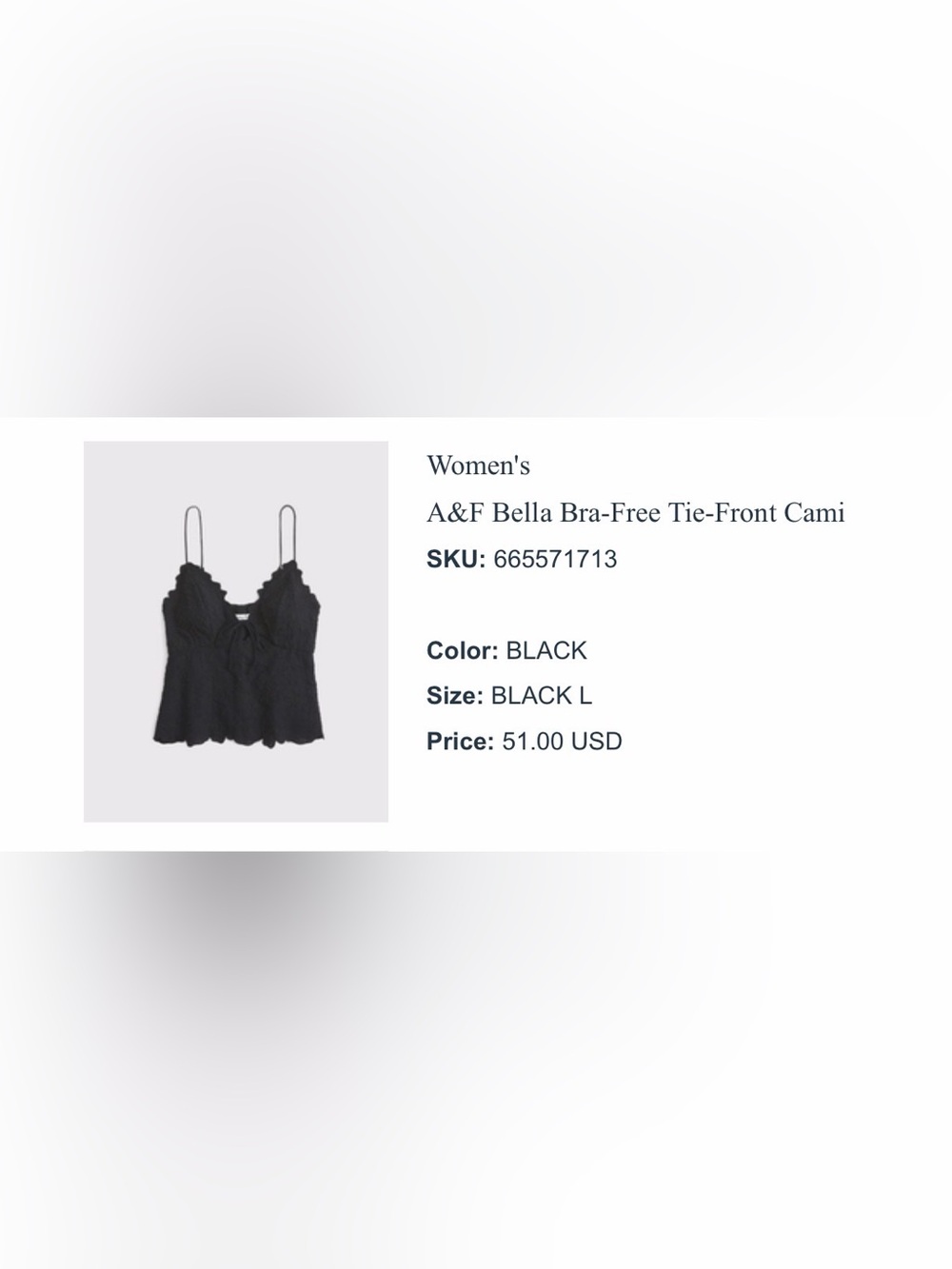 Abercrombie Bella Bra Free Tie Front Cami